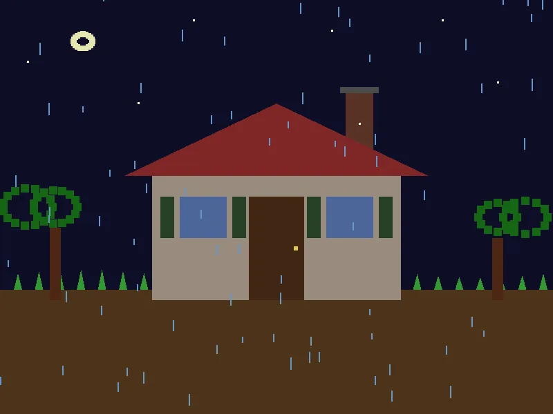 House in Rainfall: environment lighting transitions