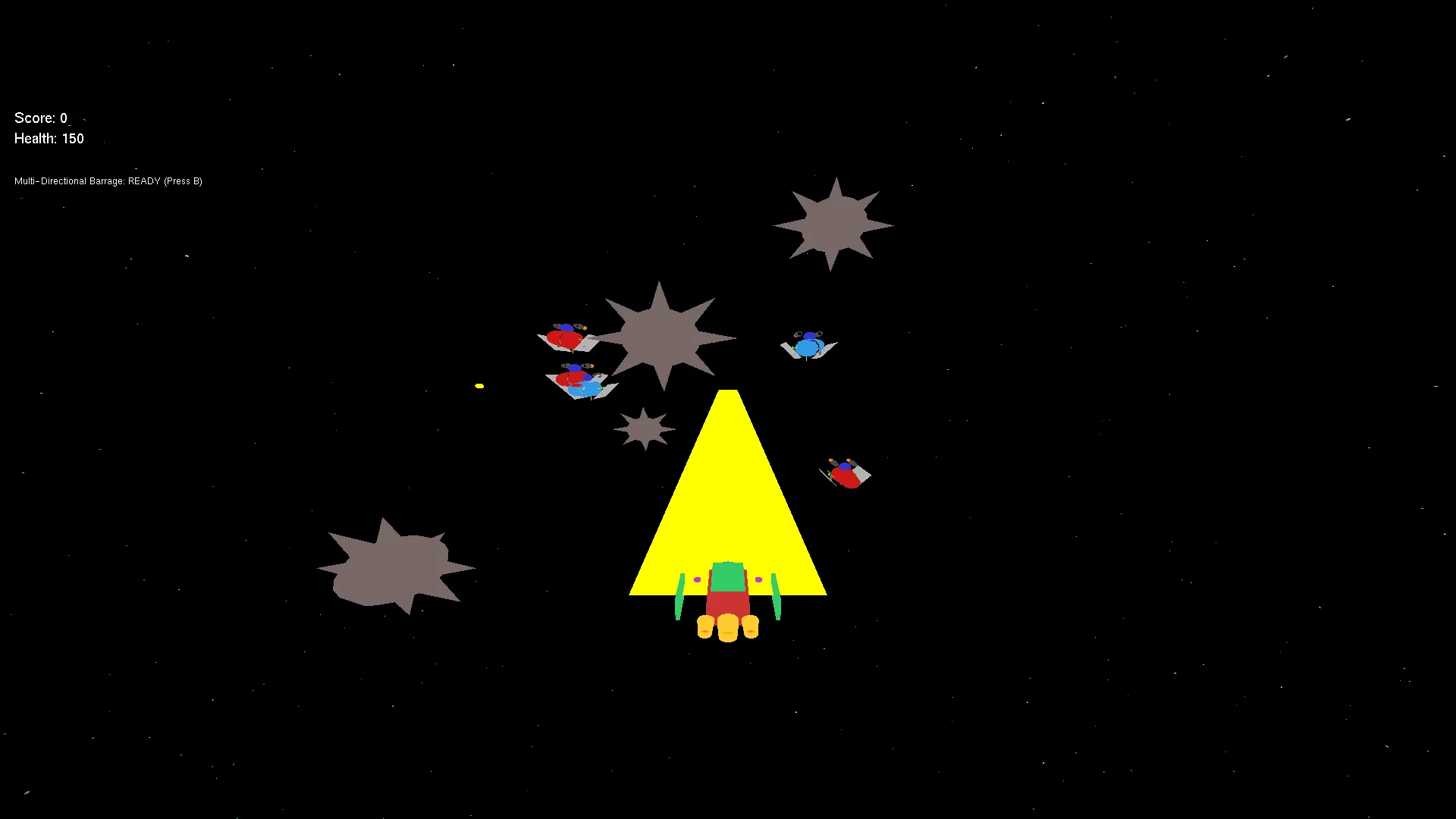 Star Wars: shooter gameplay with primitive-drawn ships